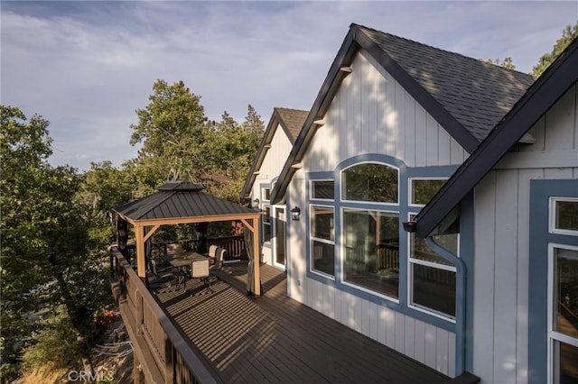 deck featuring a gazebo