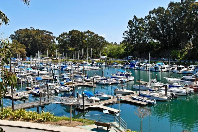 view of dock featuring a water view