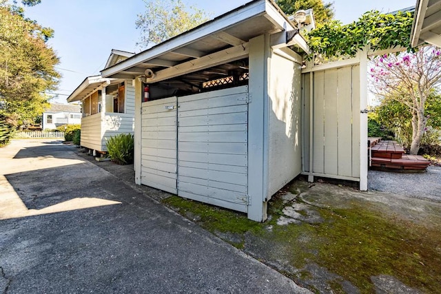 view of garage