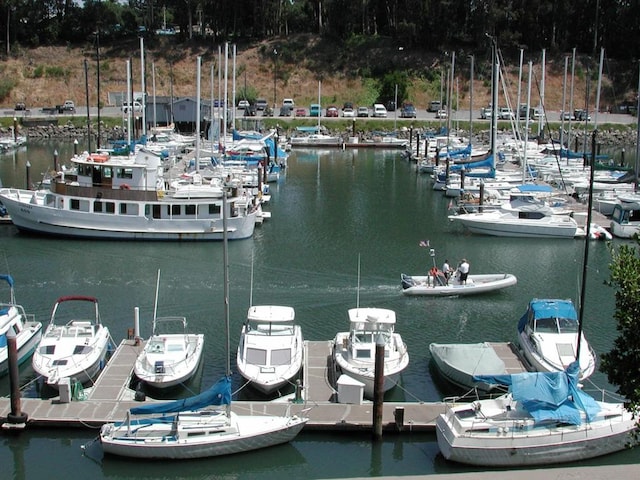 view of dock featuring a water view