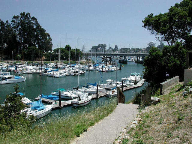 view of dock featuring a water view