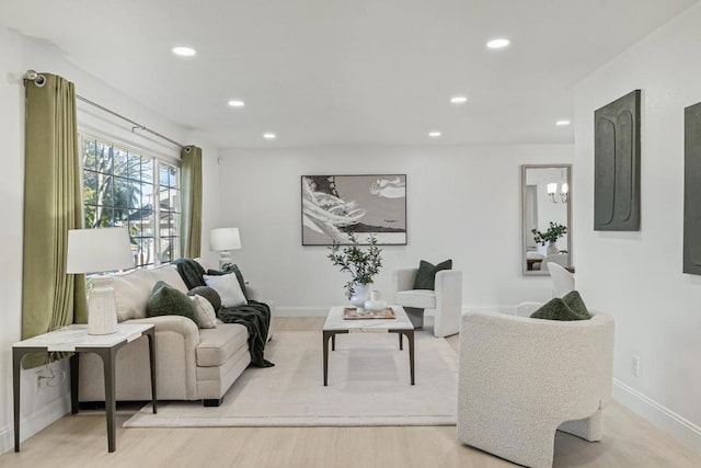 living room featuring light hardwood / wood-style floors