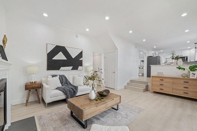 living room with light wood-type flooring