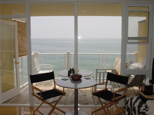 balcony with a water view