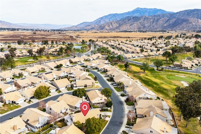 bird's eye view with a mountain view