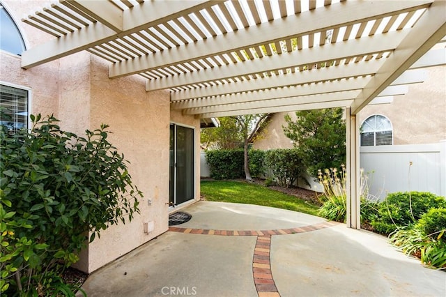 view of patio / terrace featuring a pergola