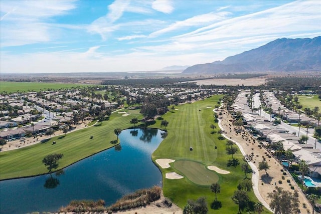 aerial view with a water and mountain view