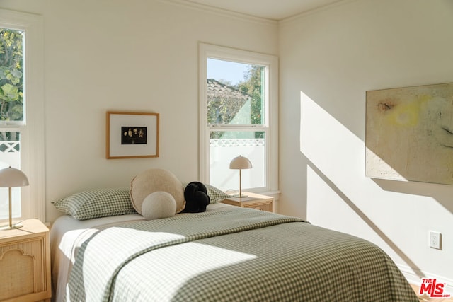 bedroom featuring ornamental molding