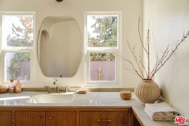 bathroom featuring vanity and a healthy amount of sunlight