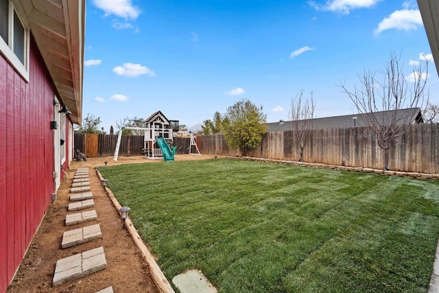 view of yard featuring a playground