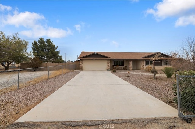 single story home with a garage