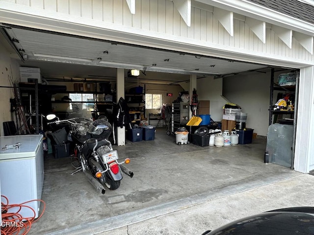 garage with a garage door opener