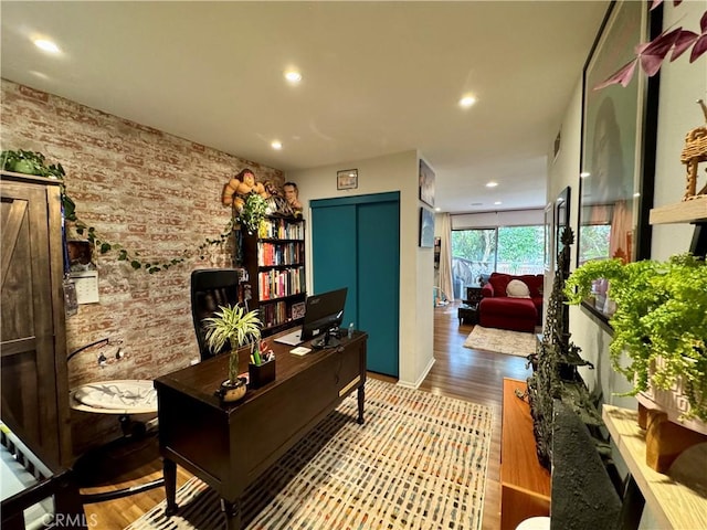 office space featuring wood-type flooring