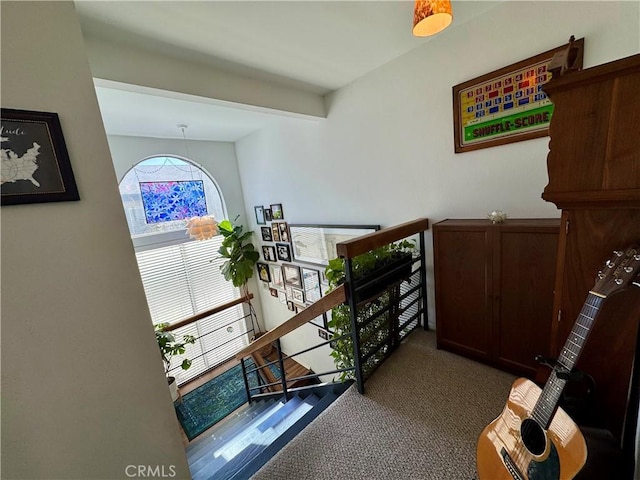 hallway featuring carpet flooring