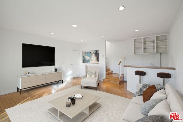 living room featuring light hardwood / wood-style flooring