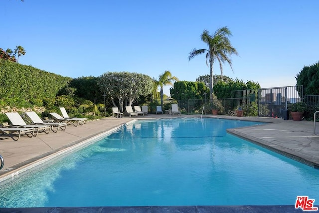 view of swimming pool with a patio