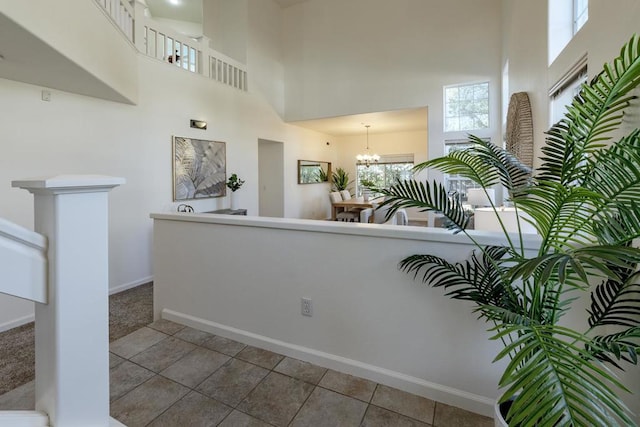 interior space featuring an inviting chandelier