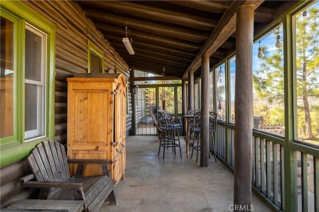 view of unfurnished sunroom