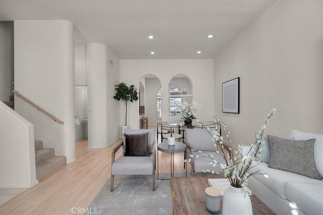 living room featuring light hardwood / wood-style flooring