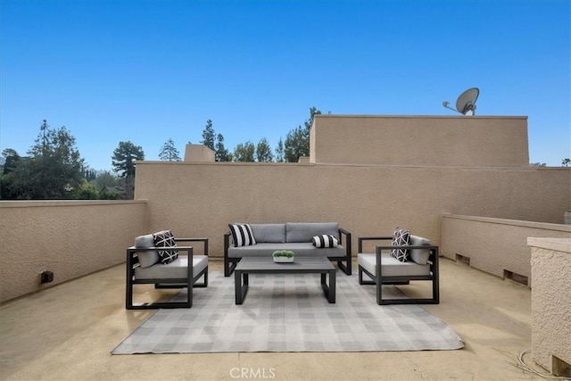 view of patio with an outdoor living space