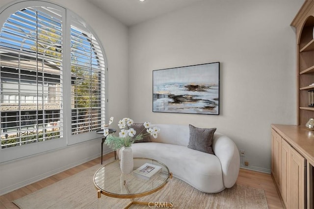 sitting room featuring light hardwood / wood-style flooring