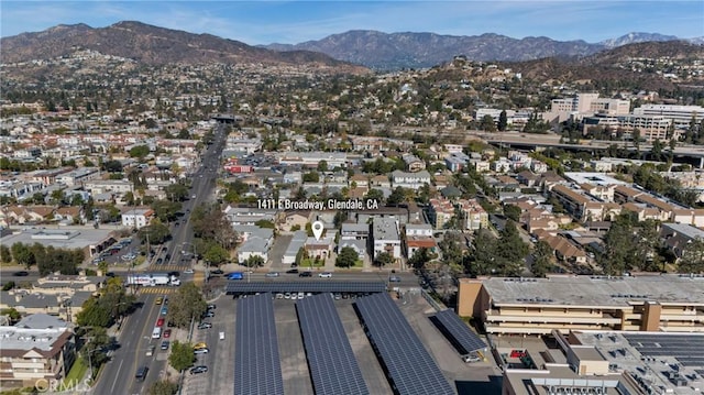 aerial view with a mountain view