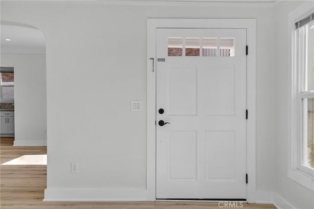 entryway with light wood-type flooring