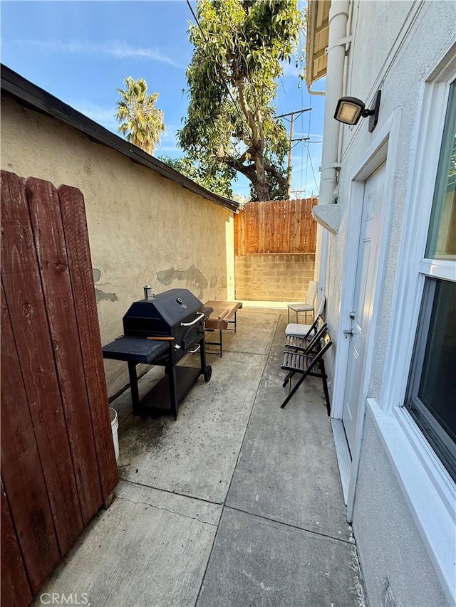 view of patio with area for grilling