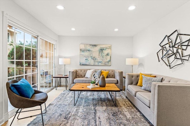 living room with wood-type flooring