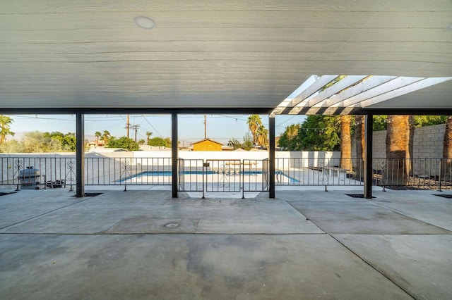 view of patio with a pergola and a fenced in pool