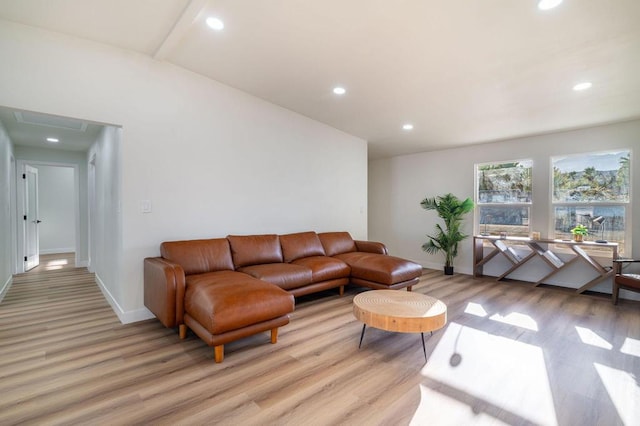 living room with light wood-type flooring