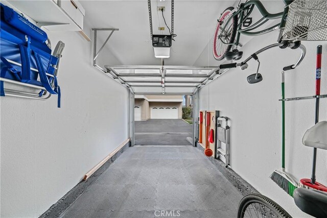 garage with a garage door opener