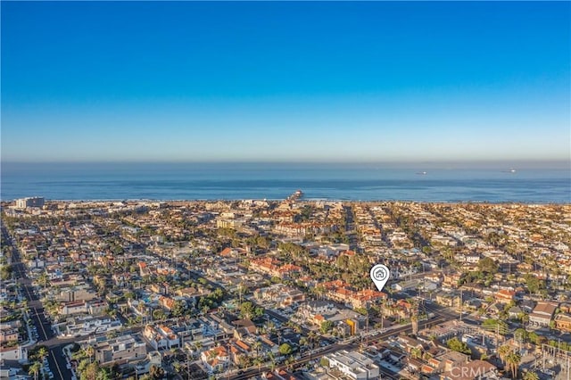 bird's eye view with a water view and a city view