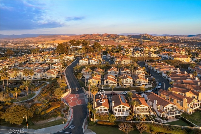 aerial view with a mountain view