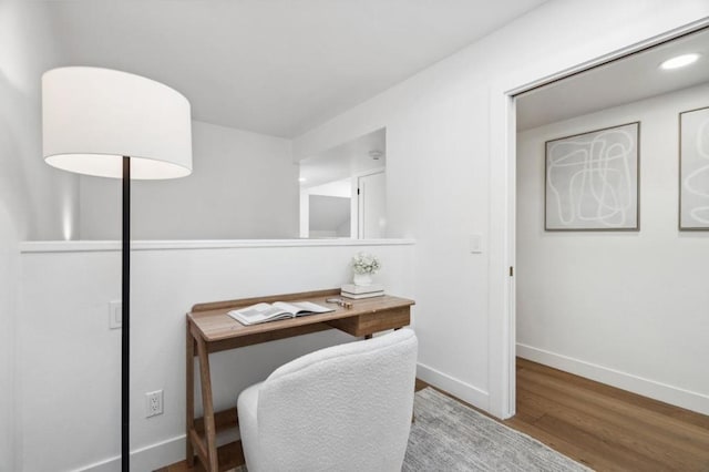 office space featuring hardwood / wood-style flooring