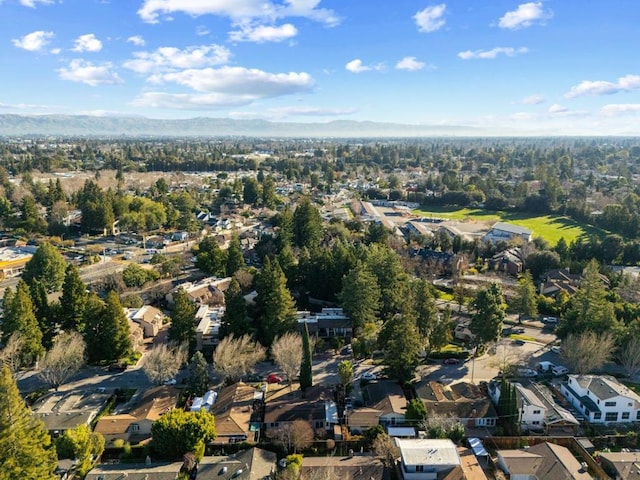 drone / aerial view featuring a mountain view