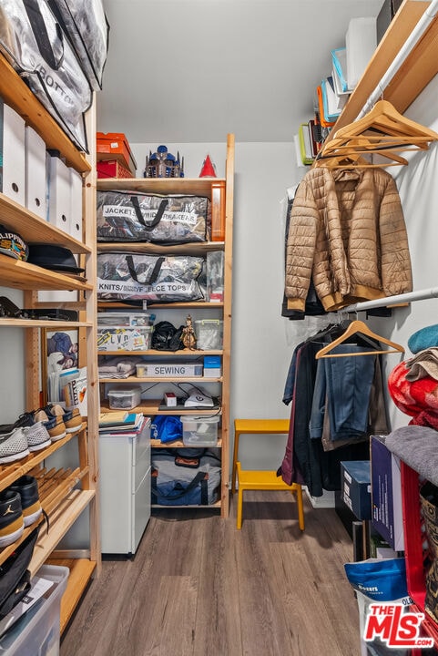 walk in closet featuring hardwood / wood-style floors