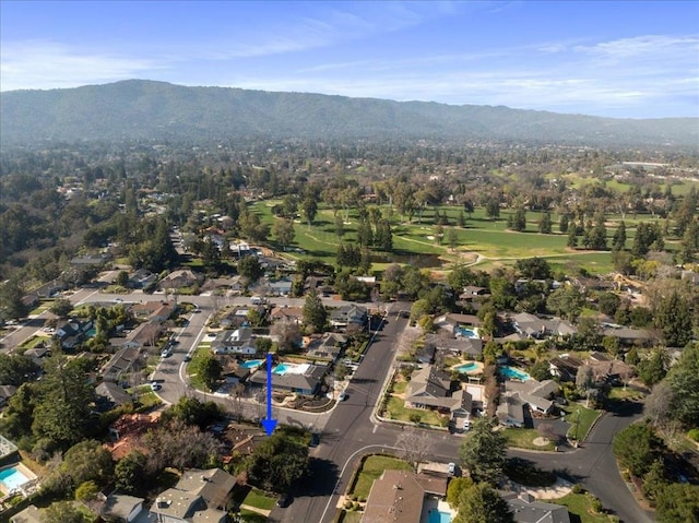 aerial view with a mountain view