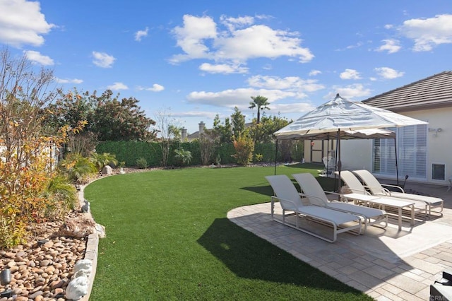 view of yard with a patio and a gazebo