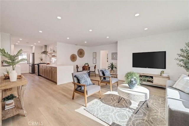 living room featuring light wood-type flooring