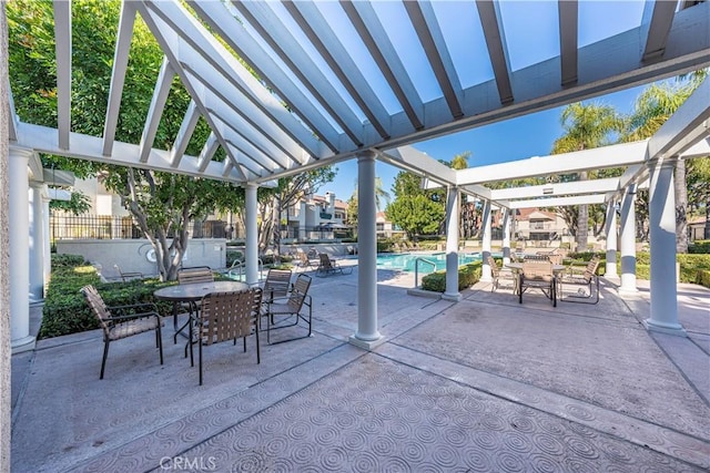 view of patio featuring a pergola