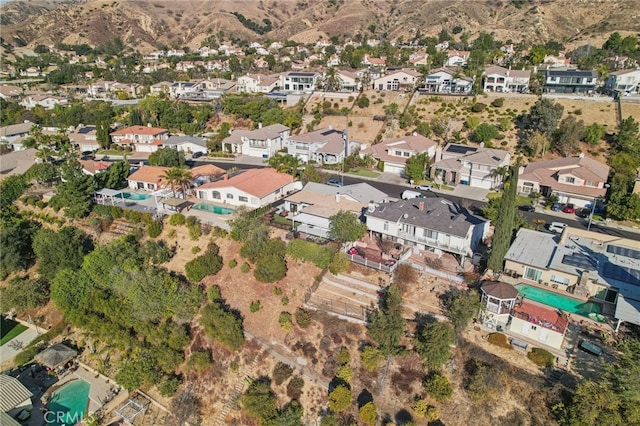 bird's eye view with a mountain view