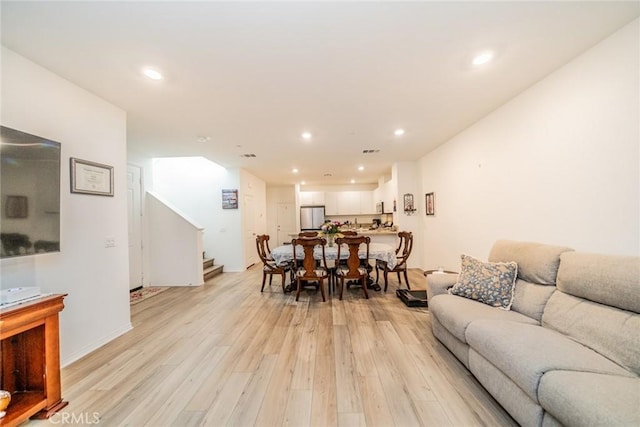 living room with light wood-type flooring