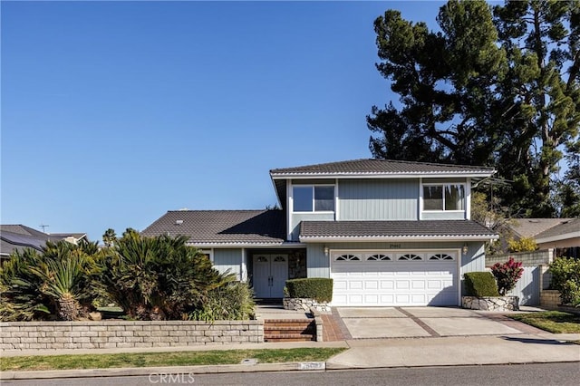 view of front property with a garage