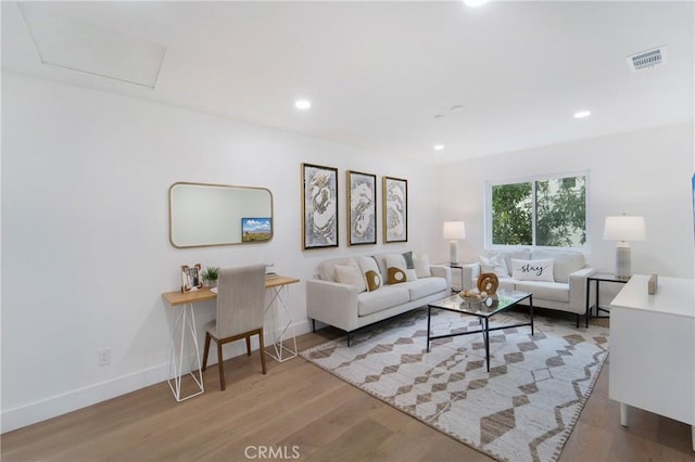 living room featuring wood-type flooring