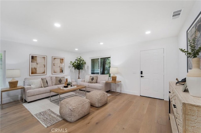 living room featuring light hardwood / wood-style floors