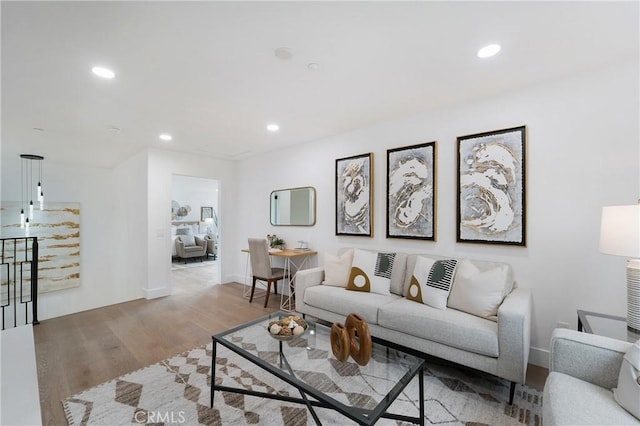 living room featuring light hardwood / wood-style floors