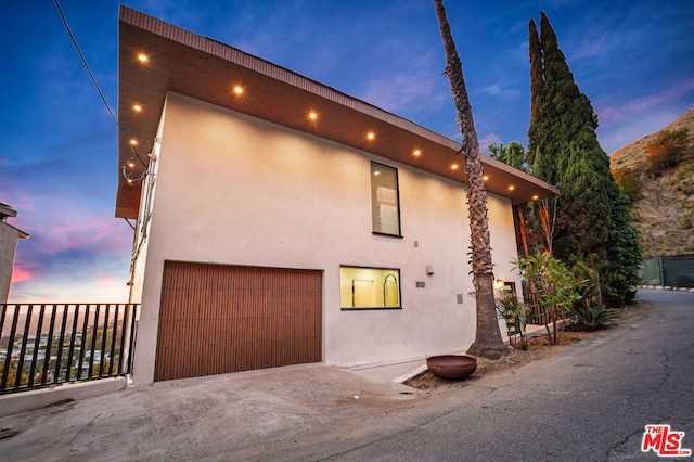 contemporary home featuring a garage