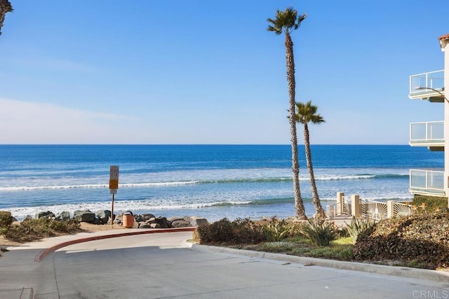 water view featuring a beach view