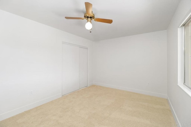 26405 Cherry Hills Blvd, Menifee, CA 92586 - unfurnished bedroom with light colored carpet, a closet, baseboards, and ceiling fan